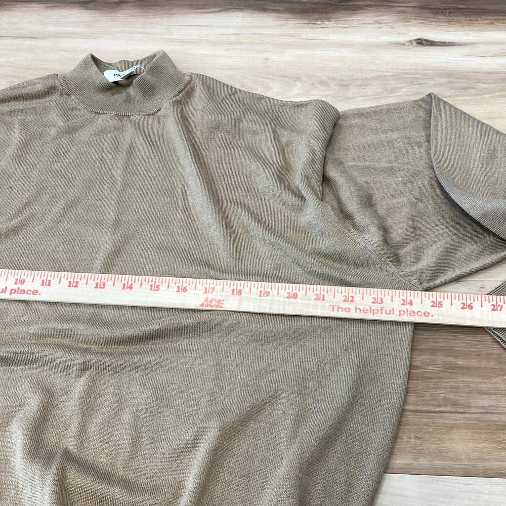 Pronto Uomo Sweater Mens XL Mock Neck Silk Cotton Blend Tan Minimalist Luxe - Picture 6 of 7